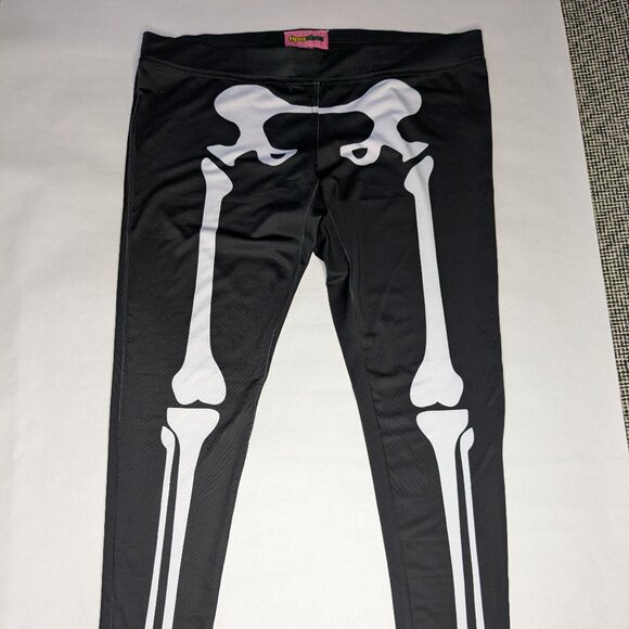 Tipsy Elves Skeleton Black White Leggings Size XL Halloween Costume Casual - Picture 1 of 10